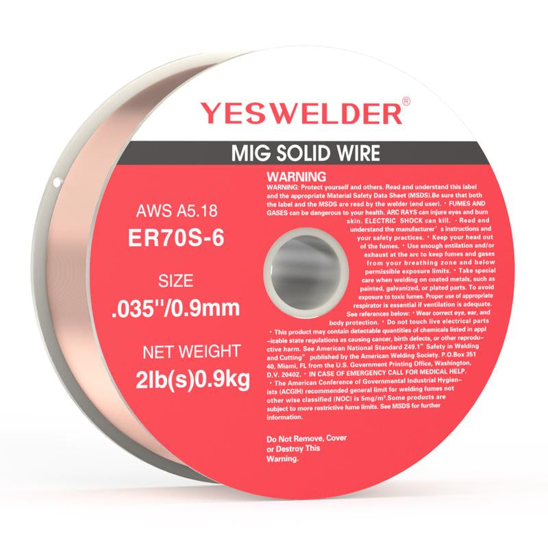 YESWELDER ER70S-6 Mild Carbon Steel MIG Welding Wire | 2LB Spool .023"/.030"/.035" Diameter Solid Gas MIG Wire