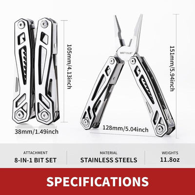 WETOLS 21-In-1 Multitools with Pocket Knife, Stainless Steel Self-Locking Pliers with 8 Screwdriver Bits, Multi Tool Camping Gear, EDC Knife with Pouch for Outdoor Survival