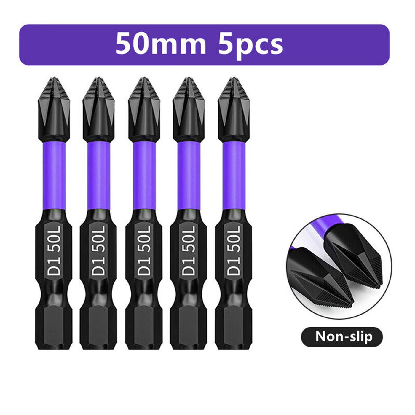 D1 Anti-Slip and Shock-Proof Bits Screwdriver Bits,High Hardness Strong Magnetic 25/50/65/70/90/150Mm PH2 Screwdriver Set