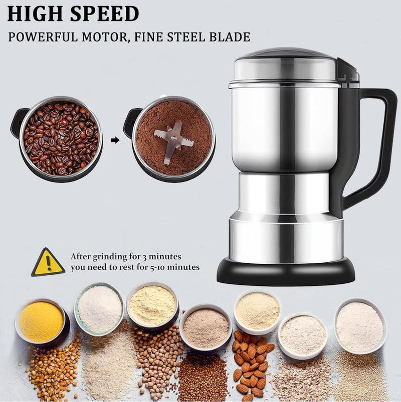 400W Multi-Function Electric Coffee Bean Grinder, Kitchen Tool Crusher, High Power Fast Grinding Food Grade Coffee Maker, Electric Coffee Stainless Steel Plug and Play Blender, Food Grain Spice Coffee Bean Processor.