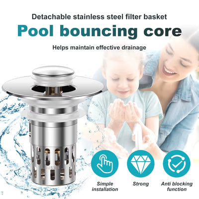 2Pcs Bathroom Drainer Copper Pop up Sink Drain Strainer with Plug Basket Highly Clog Resistant Home Drainage Accessories Bathtub