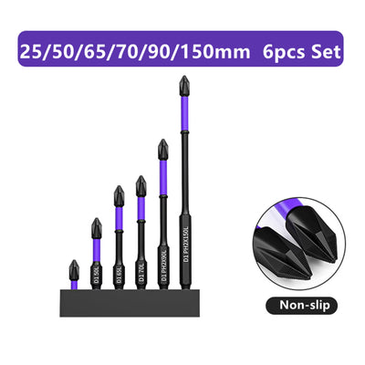 D1 Anti-Slip and Shock-Proof Bits Screwdriver Bits,High Hardness Strong Magnetic 25/50/65/70/90/150Mm PH2 Screwdriver Set