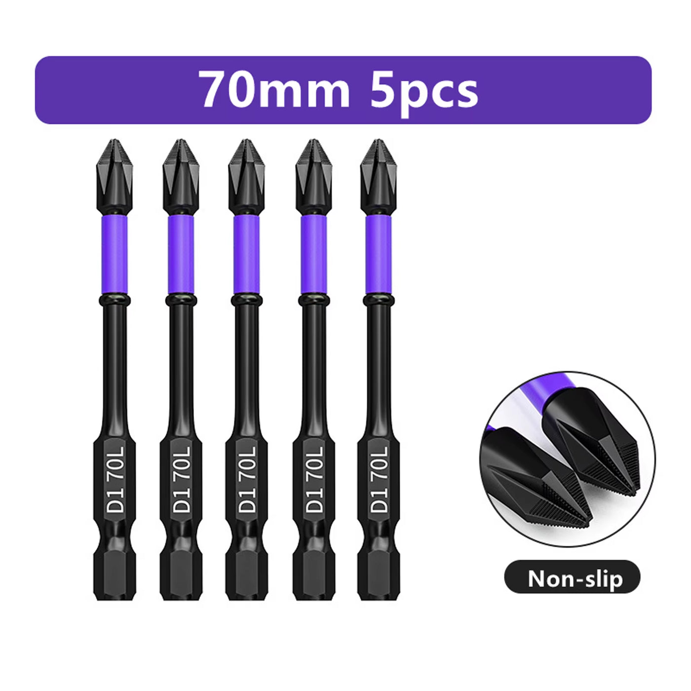 D1 Anti-Slip and Shock-Proof Bits Screwdriver Bits,High Hardness Strong Magnetic 25/50/65/70/90/150Mm PH2 Screwdriver Set