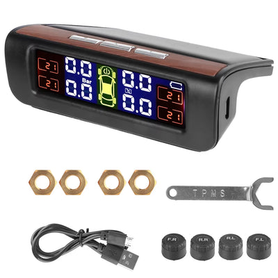Tire Pressure Monitoring System Temperature Warning New C External Battery Version Sensors Solar TPMS Car Tyre Pressure Monitor