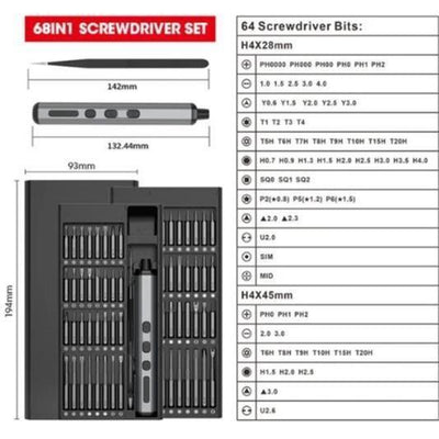 The Perfect Valentine'S Day Gift.Electric Screwdriver.Electric Screwdriver 68 in 1 Precision Screwdriver Set, Rechargeable Cordless Electric Screwdriver Tool Kit with LED Lights for Glasses Watch Phone,A Daily Gift Choice for Dad and Friends