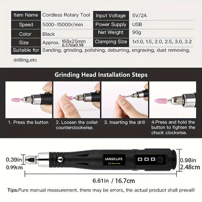 JANGKLIFE Electric Drill Grinder Engraver Pen Grinder Mini Drill Electric Rotary Tool Grinding Machine