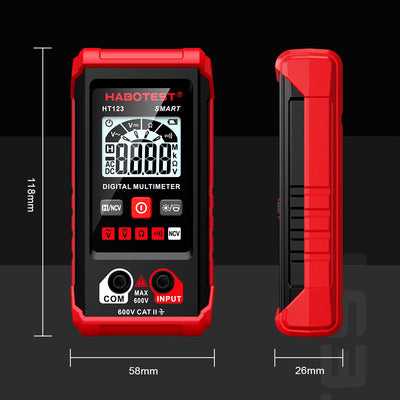 HT123 Smart Digital Multimeter AC/DC Voltage Resistance Continuity Measurement Tester NCV Multimeter with Backlight