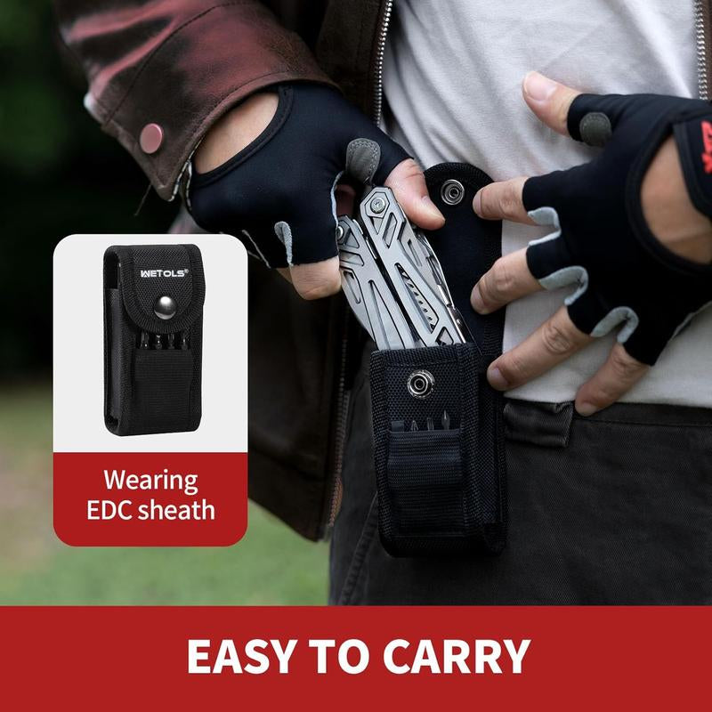 WETOLS 21-In-1 Multitools with Pocket Knife, Stainless Steel Self-Locking Pliers with 8 Screwdriver Bits, Multi Tool Camping Gear, EDC Knife with Pouch for Outdoor Survival