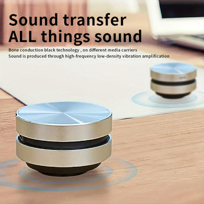 Mini Bone Conduction Wireless Audio Speaker, Absorbs Different Music Effects on Different Objects (Cartons/Glass/Cups, Etc.) Connect with Smartphone