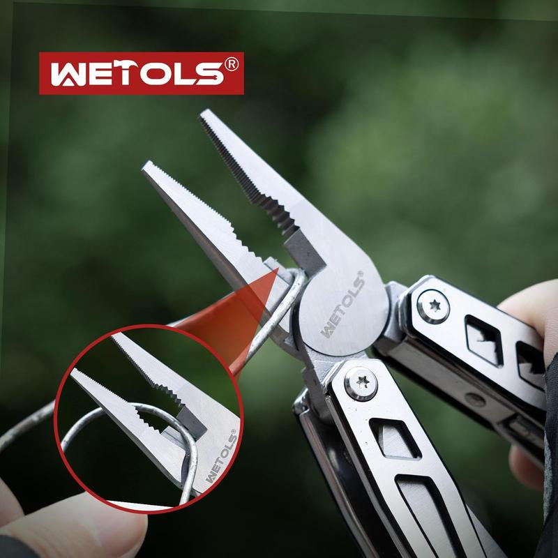 WETOLS 21-In-1 Multitools with Pocket Knife, Stainless Steel Self-Locking Pliers with 8 Screwdriver Bits, Multi Tool Camping Gear, EDC Knife with Pouch for Outdoor Survival