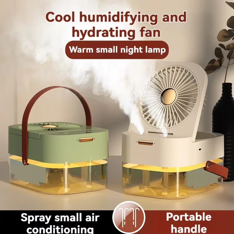 New Humidifying Portable Folding Spray Desktop Cooling Mini Small Fan USB Rechargeable Electric Fan