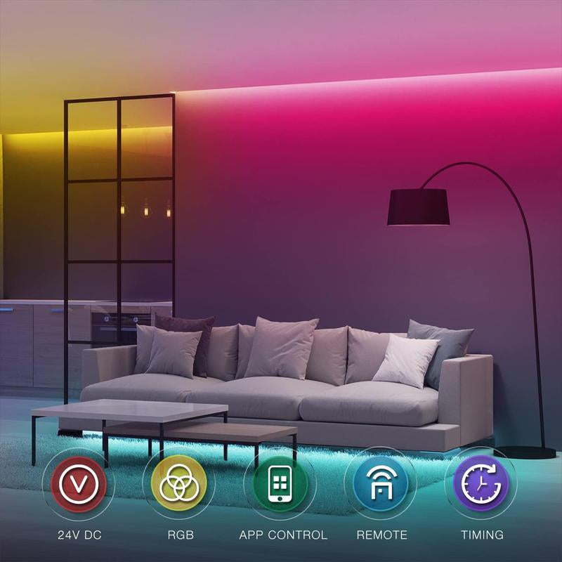 100 Ft LED Lights with RGB Music Sync Christmas Lights, Bedroom Color Change with Smart App LED Lights, Home RGB LED Ornament Ambience Light