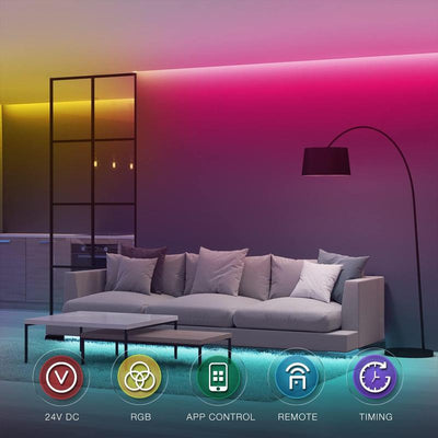 100 Ft LED Lights with RGB Music Sync Christmas Lights, Bedroom Color Change with Smart App LED Lights, Home RGB LED Ornament Ambience Light