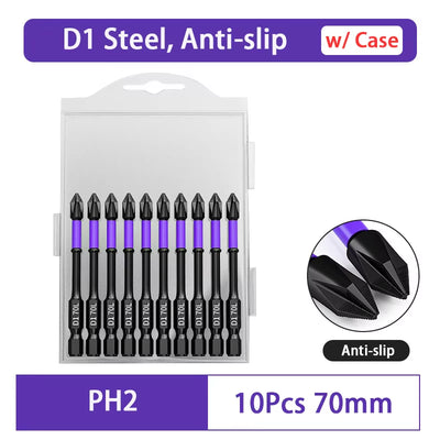 D1 Anti-Slip and Shock-Proof Bits Screwdriver Bits,High Hardness Strong Magnetic 25/50/65/70/90/150Mm PH2 Screwdriver Set